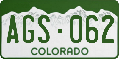 CO license plate AGS062