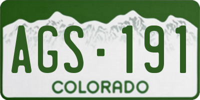 CO license plate AGS191