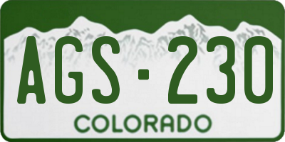 CO license plate AGS230