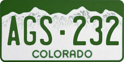 CO license plate AGS232