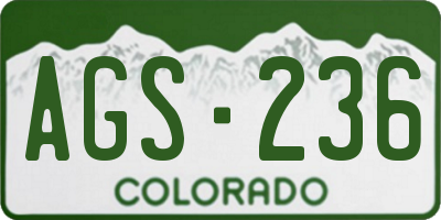 CO license plate AGS236