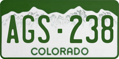 CO license plate AGS238