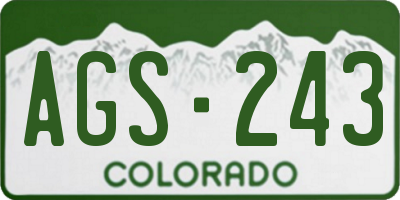 CO license plate AGS243