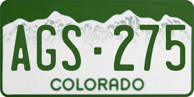 CO license plate AGS275