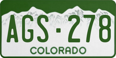 CO license plate AGS278