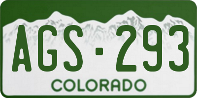 CO license plate AGS293