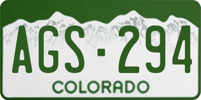 CO license plate AGS294