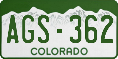 CO license plate AGS362
