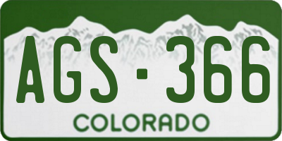 CO license plate AGS366
