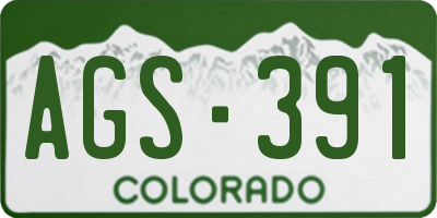 CO license plate AGS391