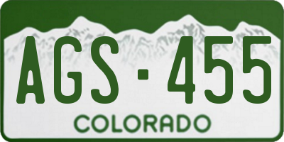 CO license plate AGS455