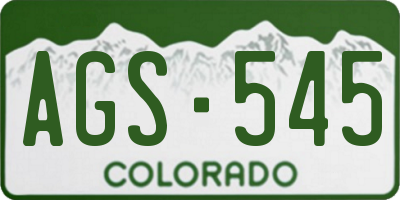 CO license plate AGS545
