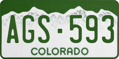 CO license plate AGS593