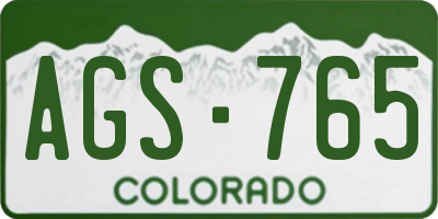 CO license plate AGS765