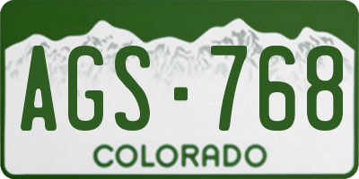 CO license plate AGS768
