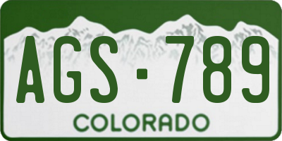 CO license plate AGS789
