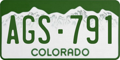 CO license plate AGS791