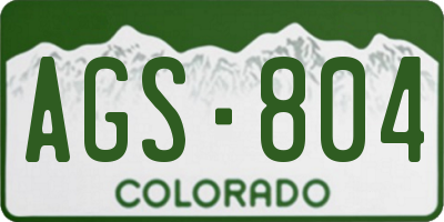CO license plate AGS804