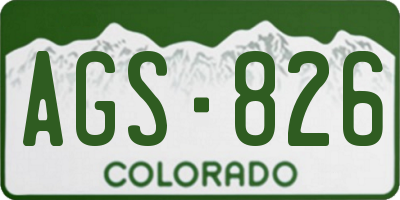 CO license plate AGS826