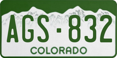 CO license plate AGS832