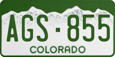 CO license plate AGS855