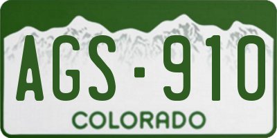 CO license plate AGS910