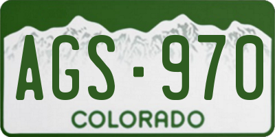 CO license plate AGS970