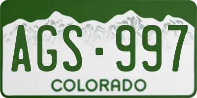 CO license plate AGS997