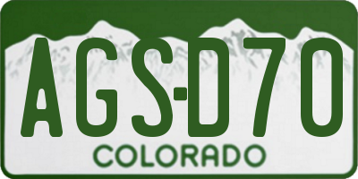 CO license plate AGSD70