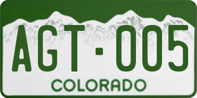 CO license plate AGT005