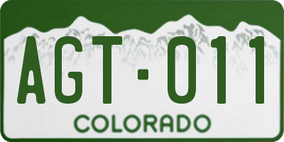 CO license plate AGT011