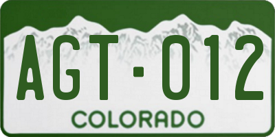 CO license plate AGT012