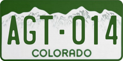 CO license plate AGT014