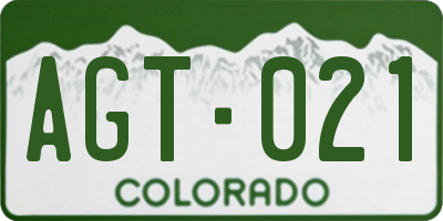 CO license plate AGT021