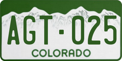 CO license plate AGT025