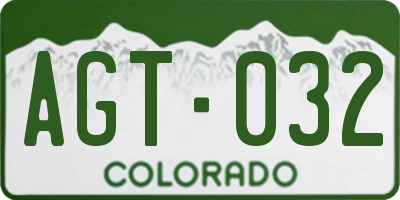 CO license plate AGT032