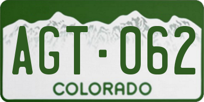 CO license plate AGT062