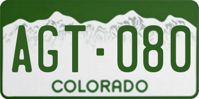 CO license plate AGT080