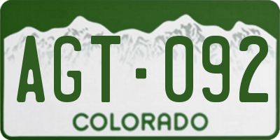 CO license plate AGT092