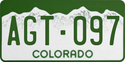 CO license plate AGT097