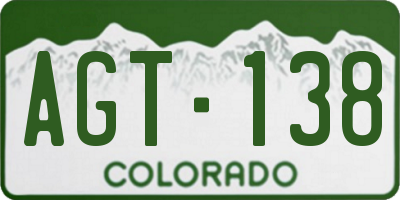CO license plate AGT138
