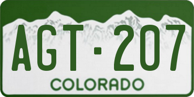 CO license plate AGT207