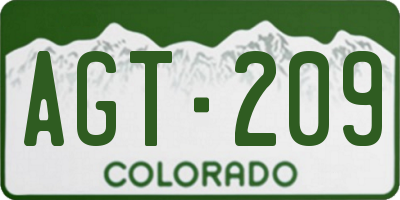 CO license plate AGT209