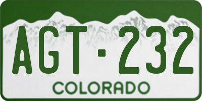 CO license plate AGT232