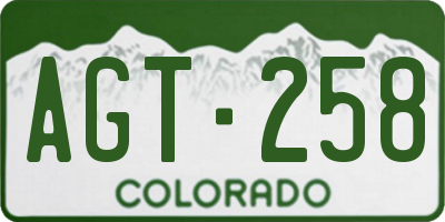 CO license plate AGT258