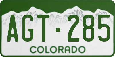 CO license plate AGT285