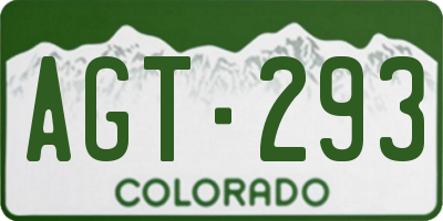 CO license plate AGT293