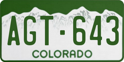 CO license plate AGT643