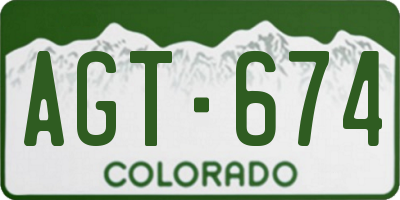 CO license plate AGT674