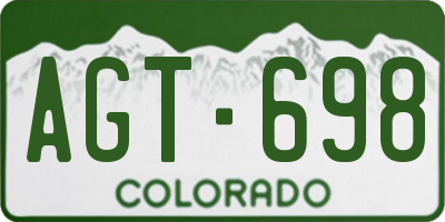 CO license plate AGT698